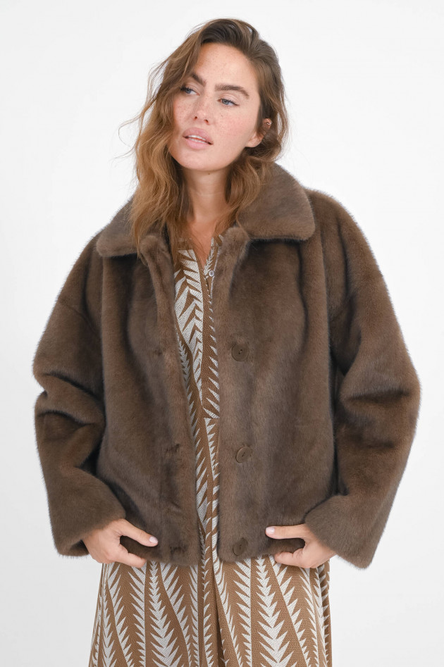 Hemisphere Fellimitatjacke in Mokka