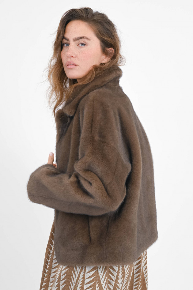 Hemisphere Fellimitatjacke in Mokka
