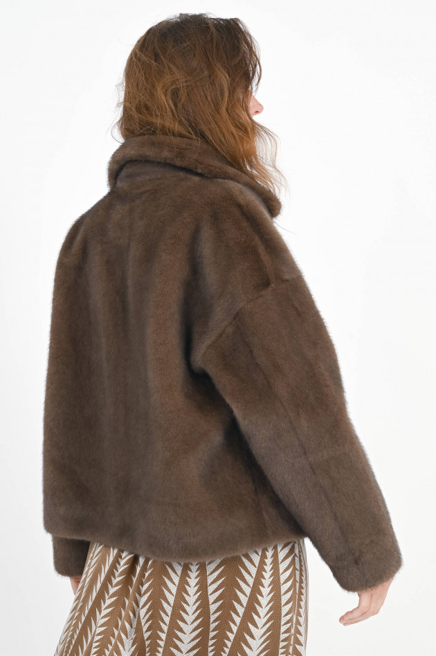 Hemisphere Fellimitatjacke in Mokka