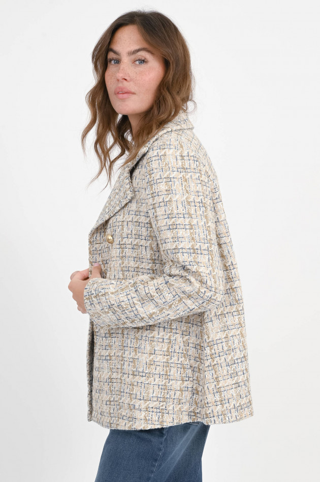 Hemisphere Doppelreiher aus Tweed-Bouclé in Beige/Blau/Multi