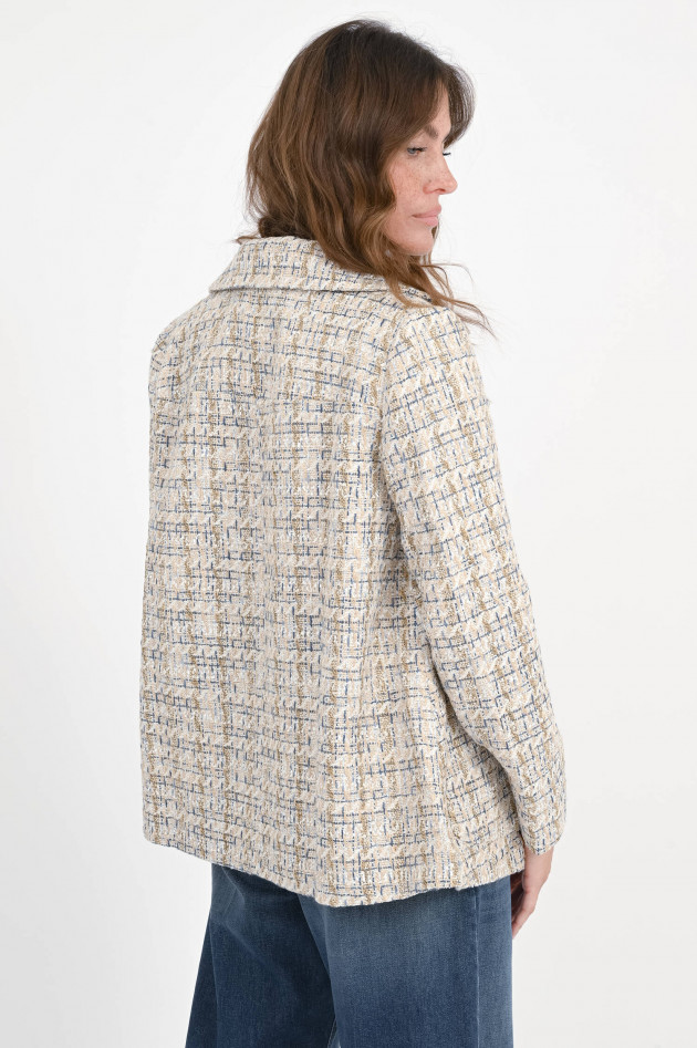 Hemisphere Doppelreiher aus Tweed-Bouclé in Beige/Blau/Multi