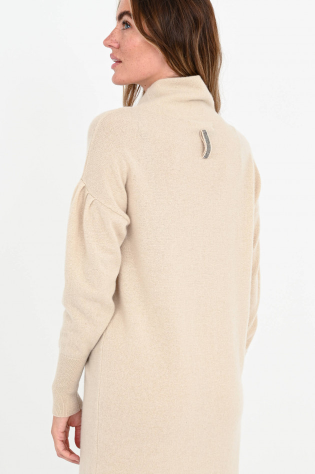 Hemisphere Kaschmir-Strickkleid mit Turtleneck in Beige