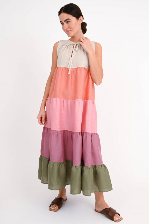 Hemisphere Leinenkleid ROSIE in Rosa/Oliv/Beige