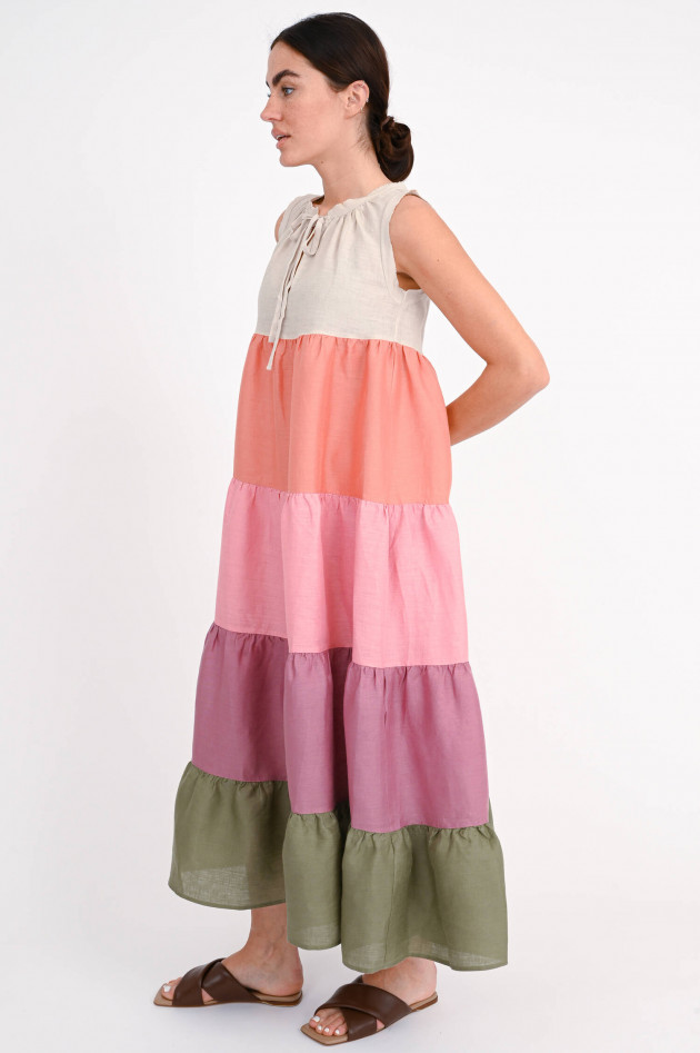 Hemisphere Leinenkleid ROSIE in Rosa/Oliv/Beige