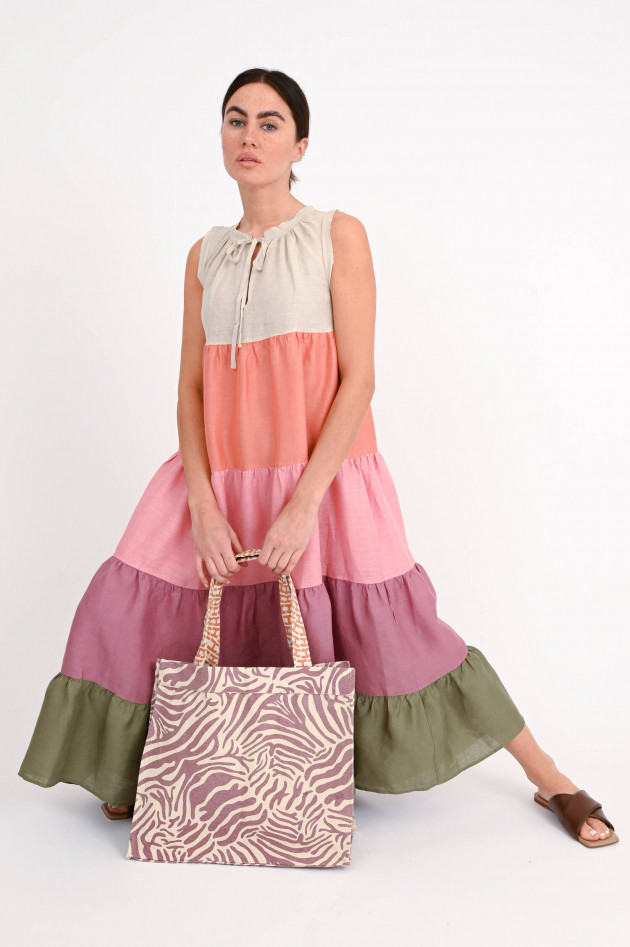 Hemisphere Leinenkleid ROSIE in Rosa/Oliv/Beige