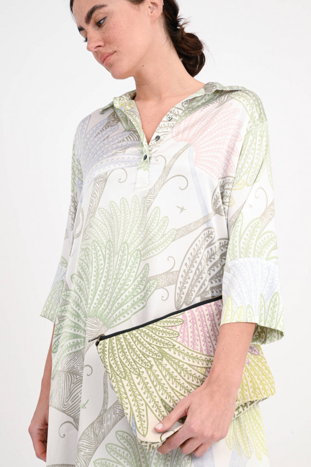 Hemisphere Seidenkleid FANCY mit Blätter-Print in Rosé