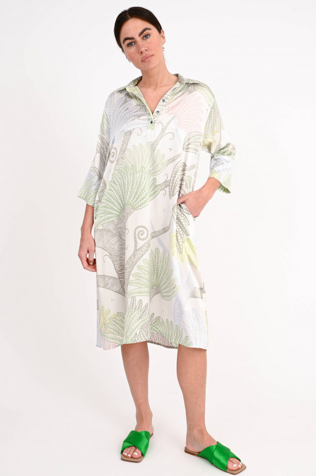 Hemisphere Seidenkleid FANCY mit Blätter-Print in Rosé