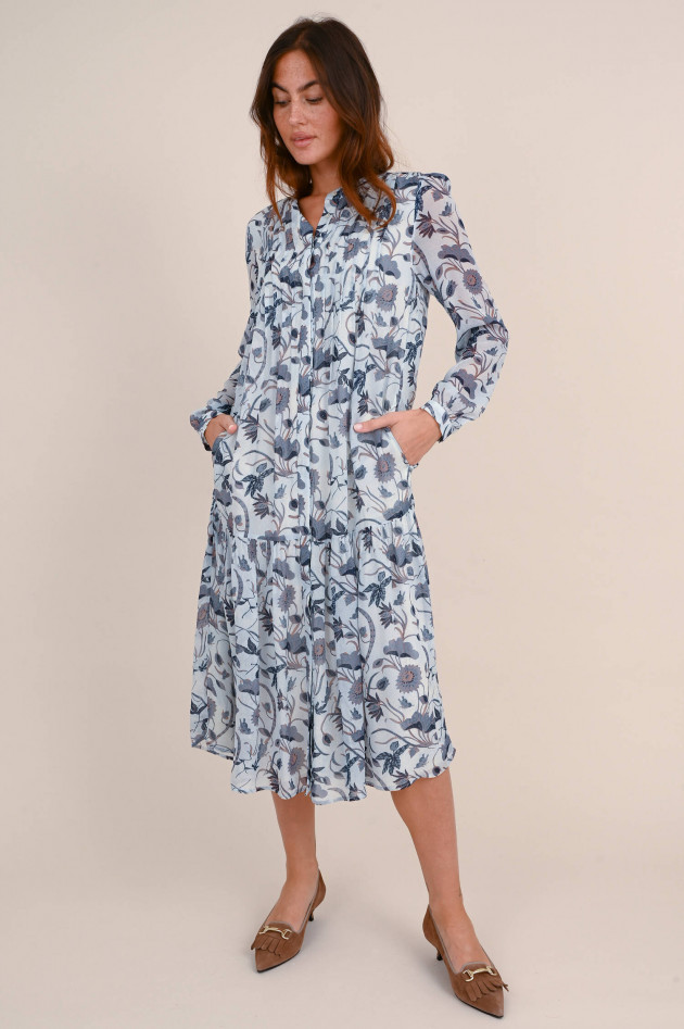 Hemisphere Viskose Kleid mit floralem Muster in Hellblau