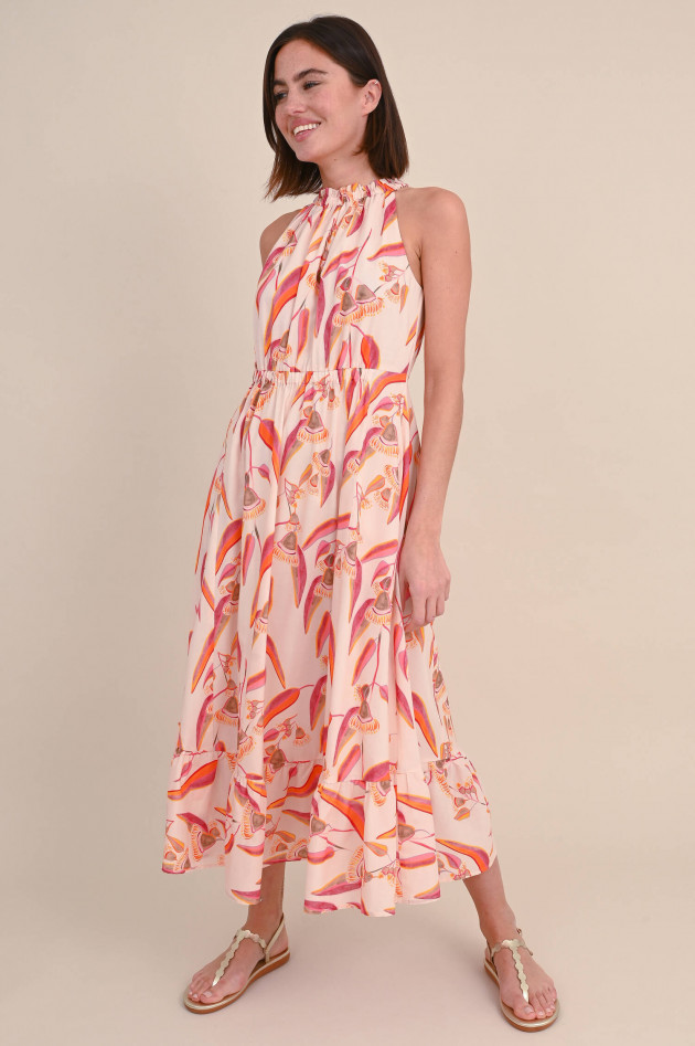 Hemisphere Kleid JERUME mit Collier-Kragen in Pink/Papaya