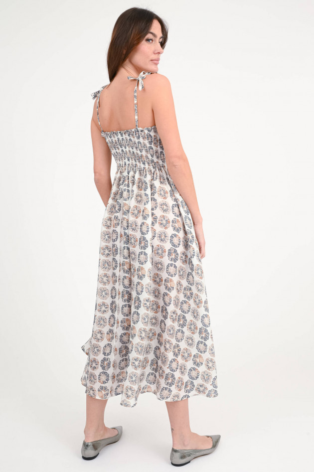 Hemisphere Seiden-Kleid IRIS mit Blumenmuster in Beige/Grau