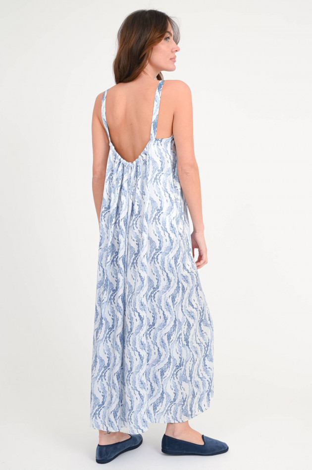 Hemisphere Maxi-Seidenkleid FISAST in Blau/Weiß gemustert