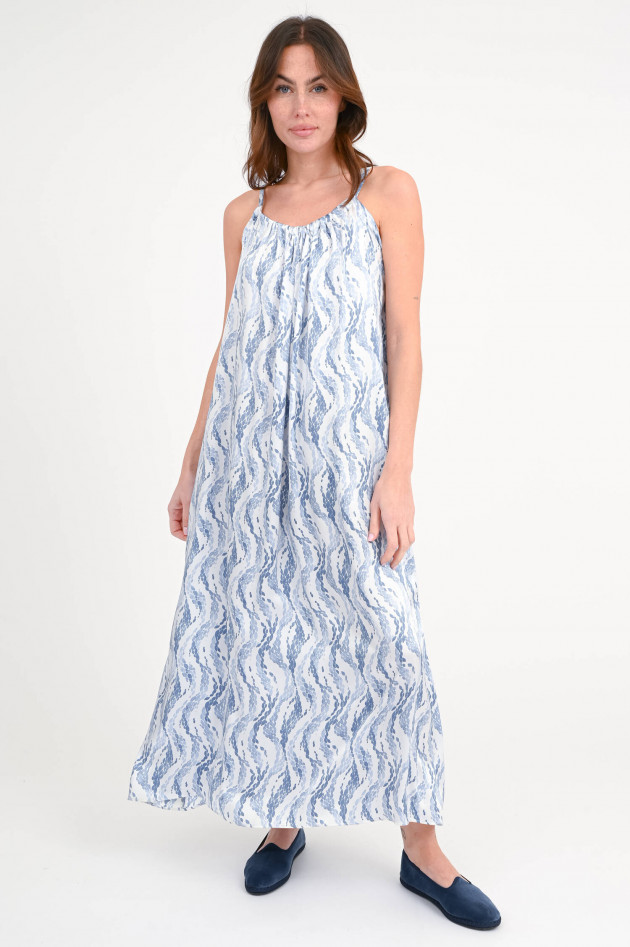 Hemisphere Maxi-Seidenkleid FISAST in Blau/Weiß gemustert