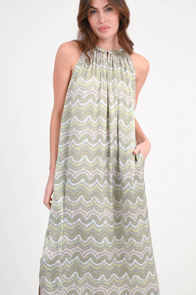 Hemisphere Seidenkleid FASSI in Grün/Beige gemustert