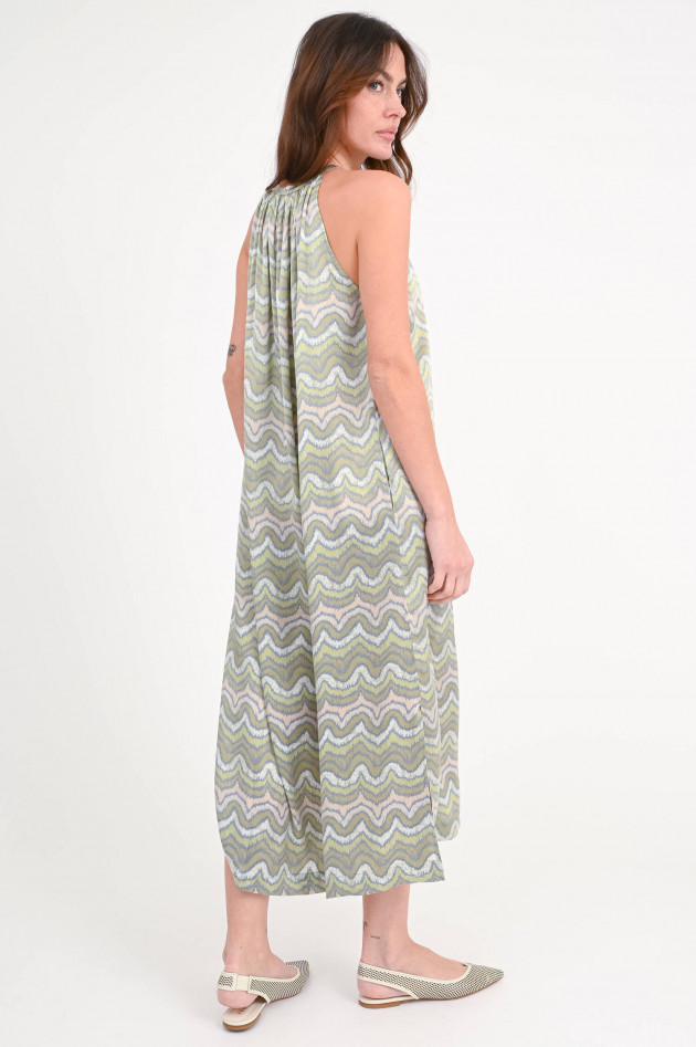 Hemisphere Seidenkleid FASSI in Grün/Beige gemustert