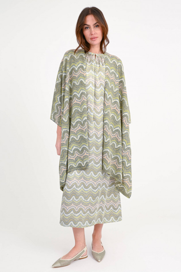 Hemisphere Seidenkleid FASSI in Grün/Beige gemustert