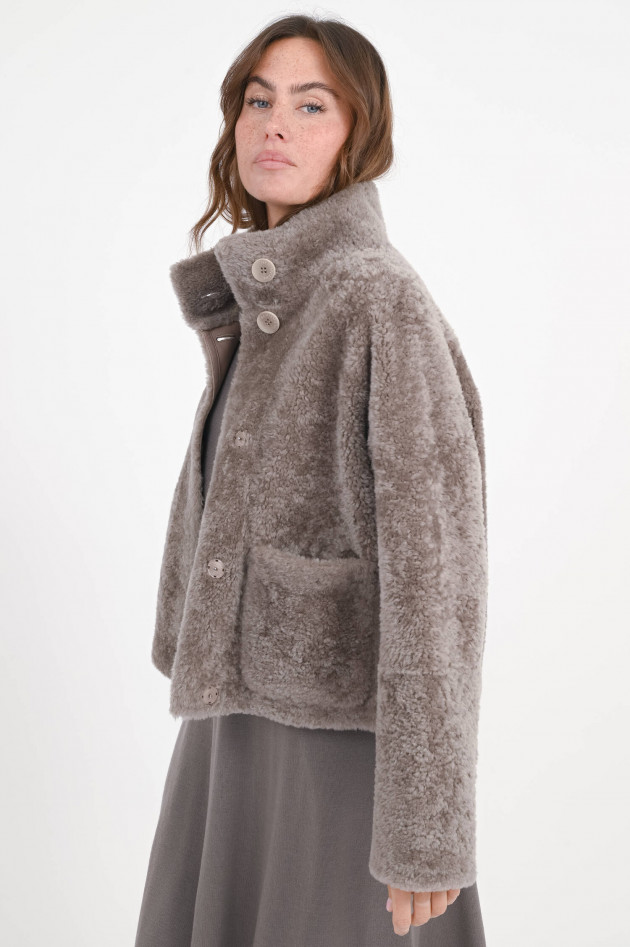 Hemisphere Jacke aus Lammfell in Taupe
