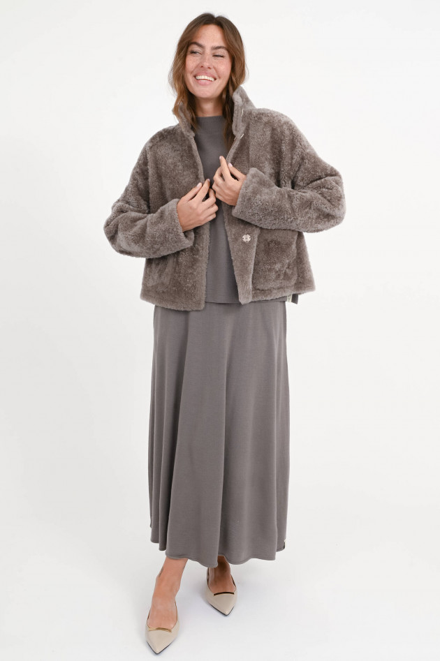 Hemisphere Jacke aus Lammfell in Taupe