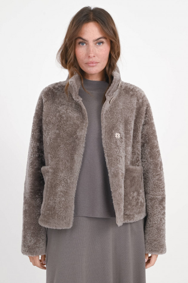 Hemisphere Jacke aus Lammfell in Taupe