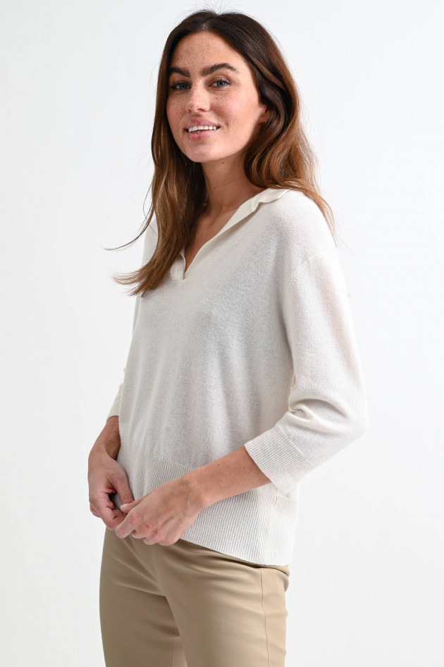 Hemisphere Cashmere Pullover mit Umlegekragen in Offwhite