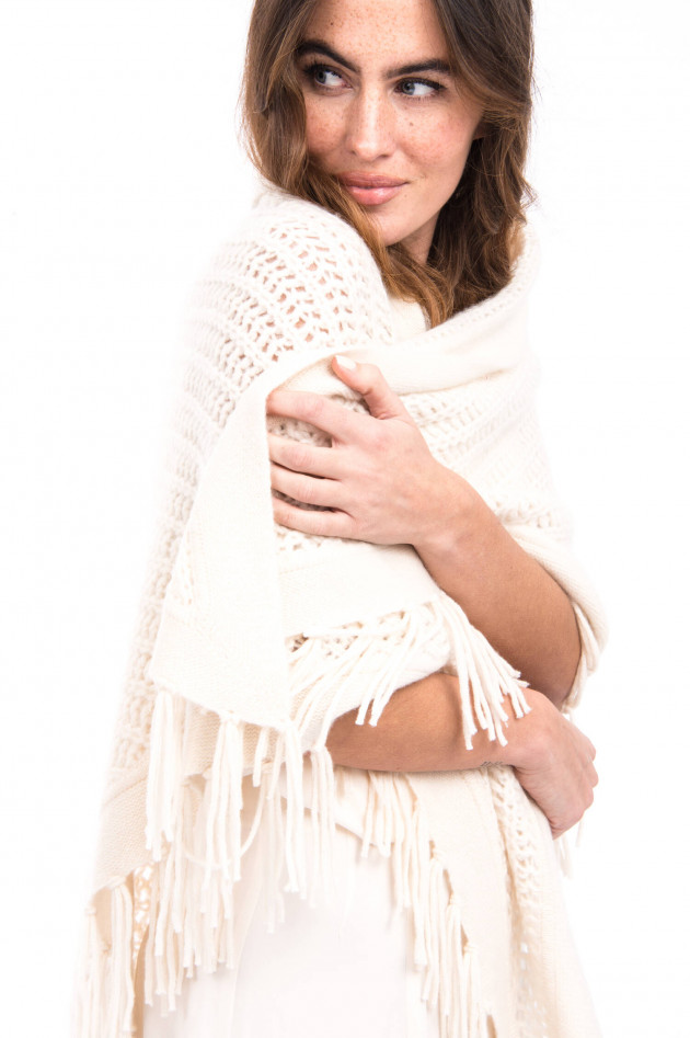 Hemisphere Poncho mit Quasten in Natur