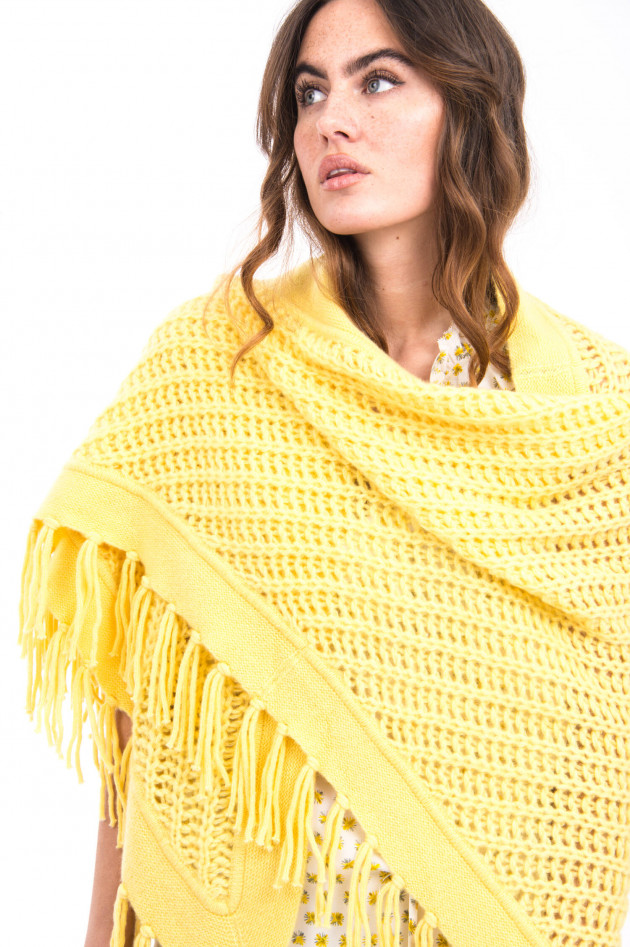 Hemisphere Poncho mit Quasten in Gelb