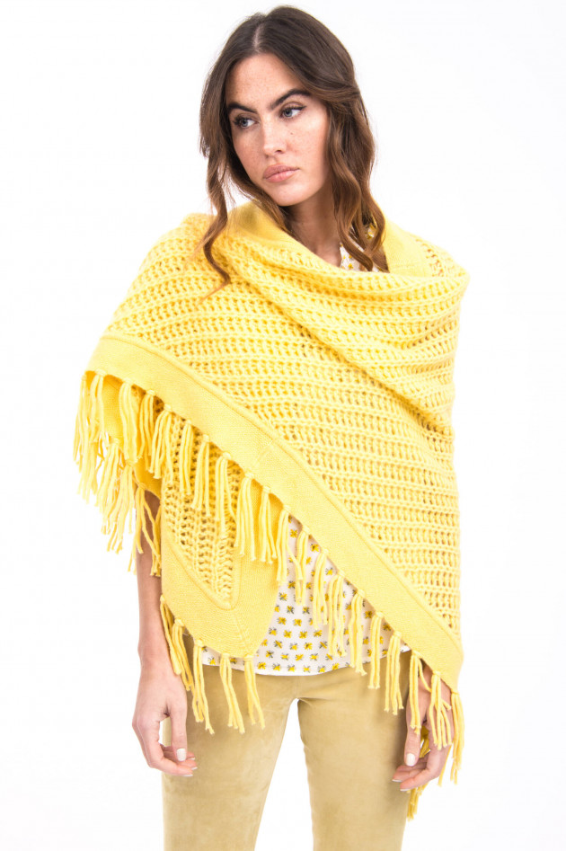 Hemisphere Poncho mit Quasten in Gelb