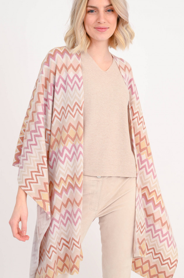 Hemisphere Cashmere Cape mit Allover Muster in Rosa/Beige