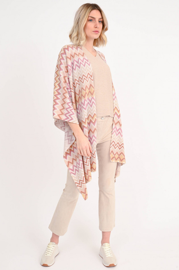 Hemisphere Cashmere Cape mit Allover Muster in Rosa/Beige