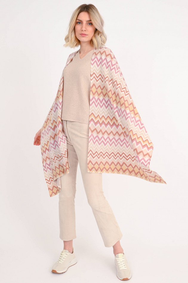 Hemisphere Cashmere Cape mit Allover Muster in Rosa/Beige