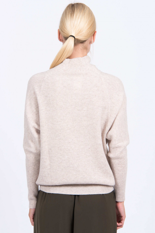 Hemisphere Rollkragenpullover aus Rippstrick in Beige