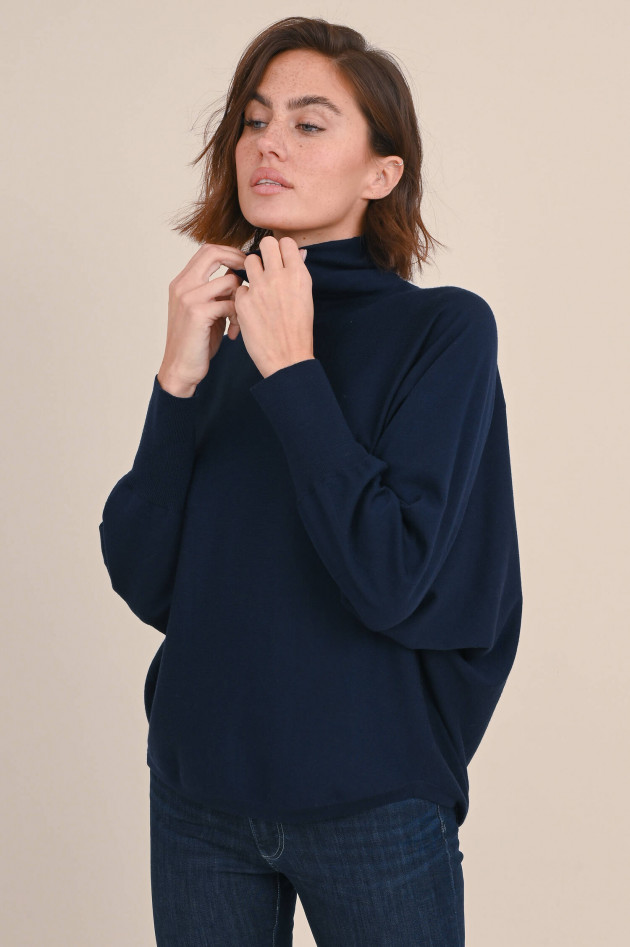 Hemisphere Merino Feinstrick Pullover in Navy