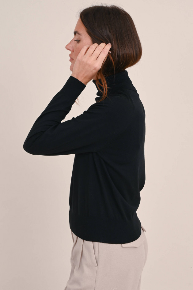 Hemisphere Merino Rollkragen Pullover in Schwarz