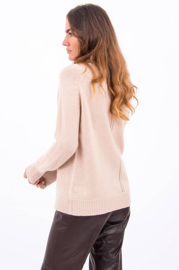 Hemisphere Kaschmir Pullover mit Lochmuster in Natur