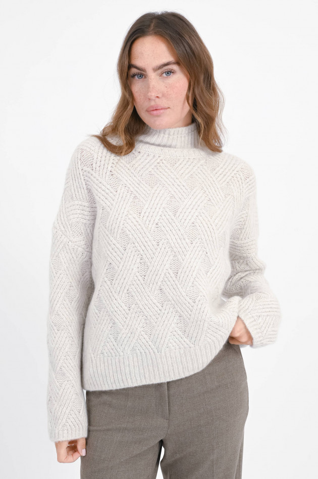 Hemisphere Zopfstrick-Pullover aus Cash-Mix in Mixed White