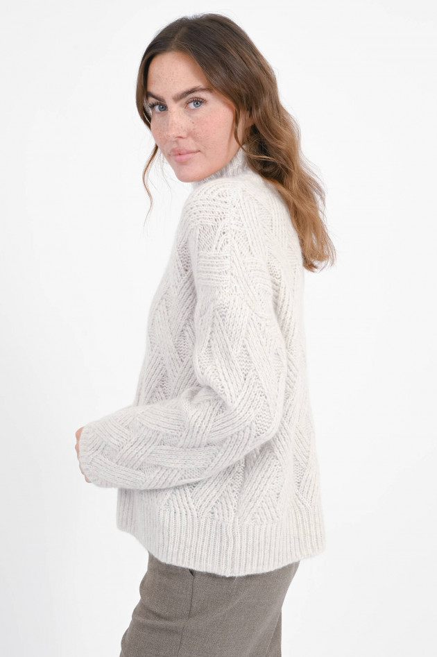 Hemisphere Zopfstrick-Pullover aus Cash-Mix in Mixed White