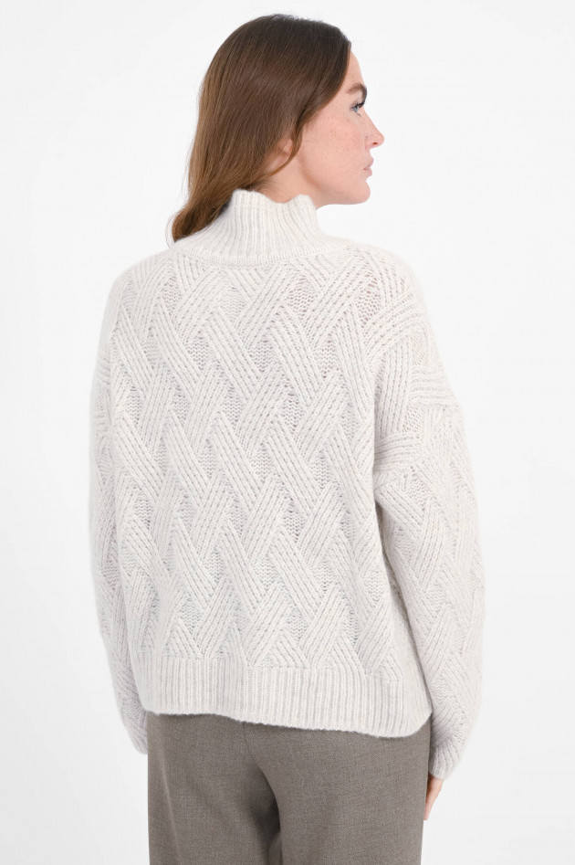 Hemisphere Zopfstrick-Pullover aus Cash-Mix in Mixed White