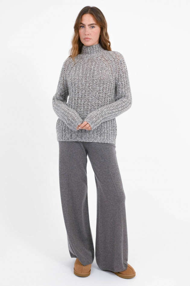 Hemisphere Grobstrickpullover aus Cashmere in Grau/Creme