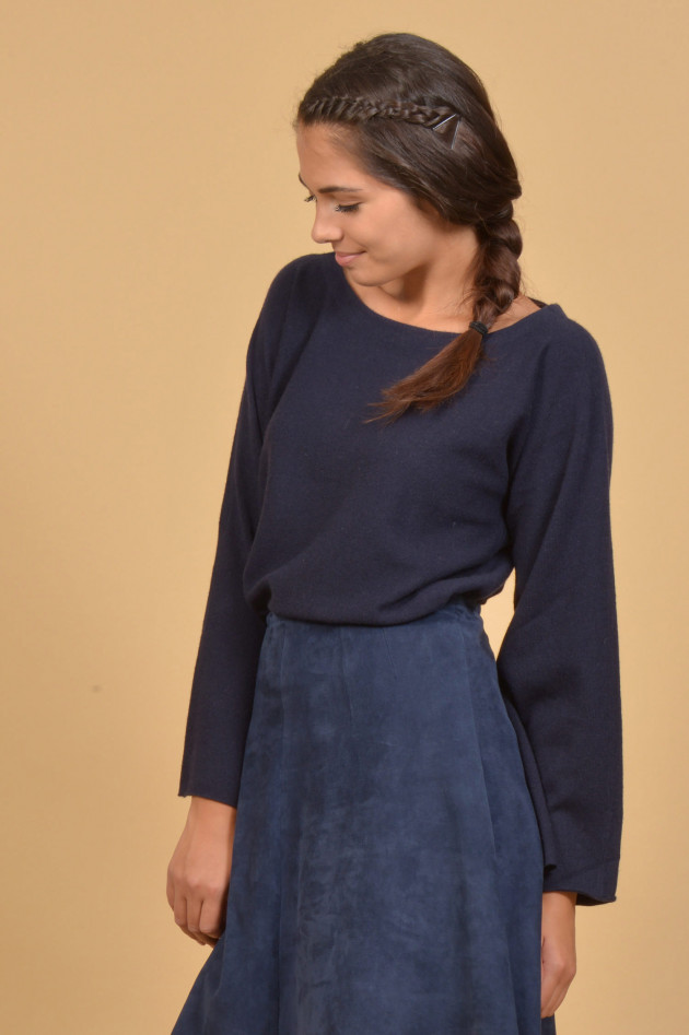 Hemisphere Cashmerepullover mit Trompetenarm in Marine