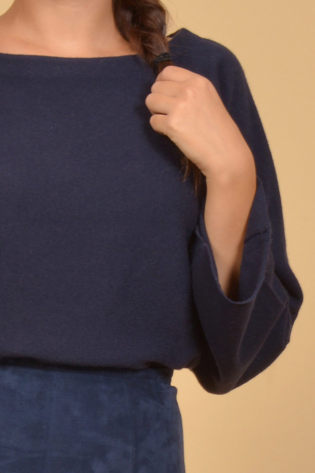Hemisphere Cashmerepullover mit Trompetenarm in Marine