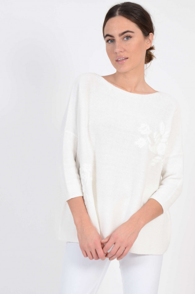 Hemisphere Oversized - Pullover bestickt in Weiß
