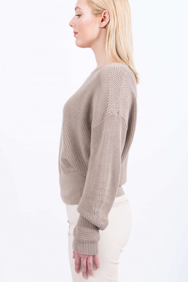 Hemisphere Baumwollpullover mit Strickmuster in Khaki