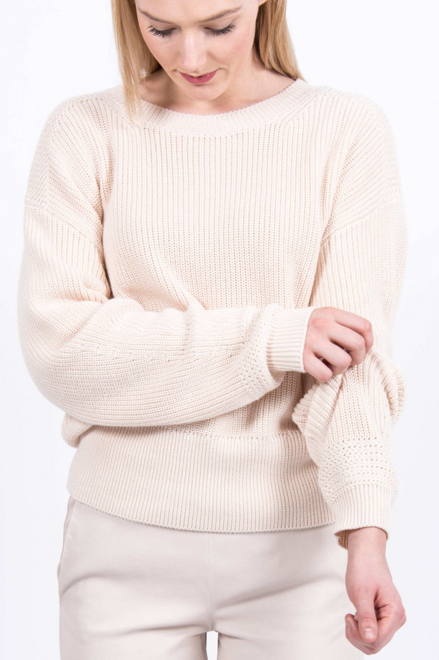 Hemisphere Baumwollpullover mit Strickmuster in Beige