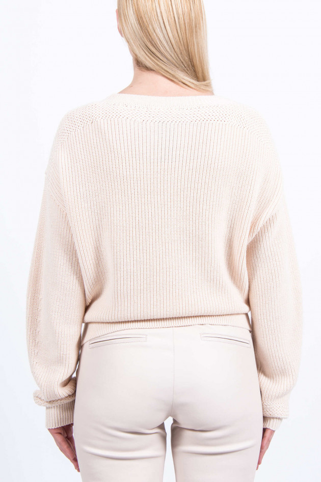 Hemisphere Baumwollpullover mit Strickmuster in Beige