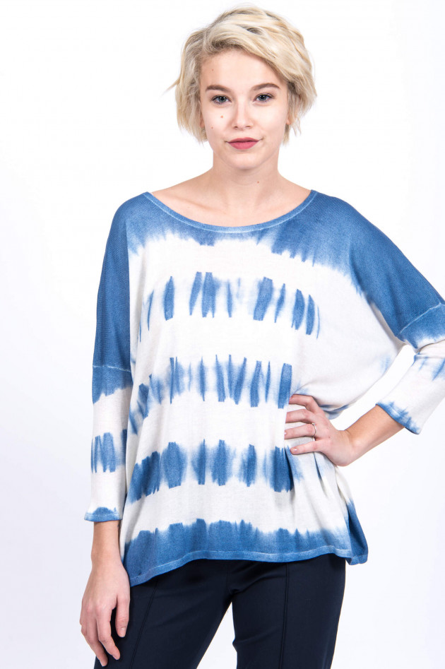 Hemisphere Lockerer Batik-Pullover in Blau/Weiß