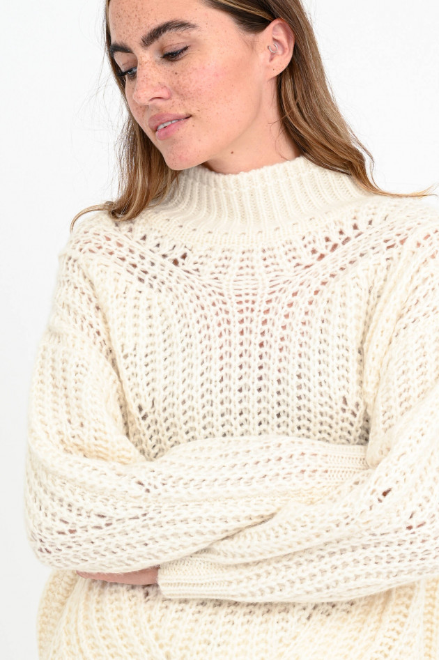 Hemisphere Kaschmir-Seiden-Mix Grobstrick-Pullover in Creme