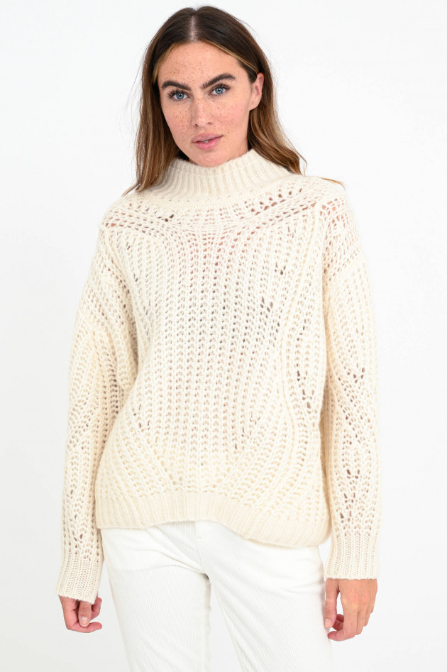 Hemisphere Kaschmir-Seiden-Mix Grobstrick-Pullover in Creme