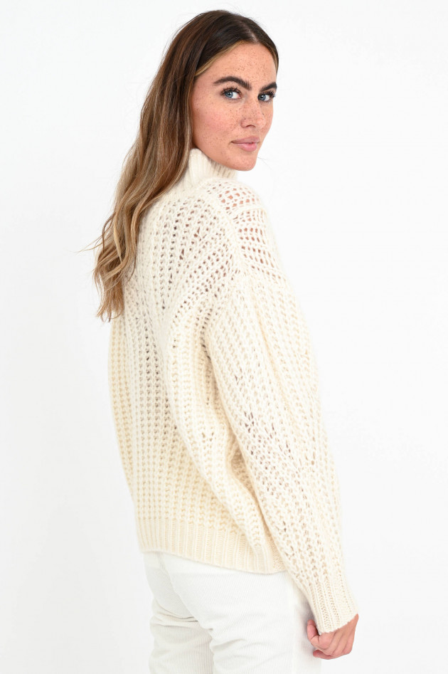 Hemisphere Kaschmir-Seiden-Mix Grobstrick-Pullover in Creme