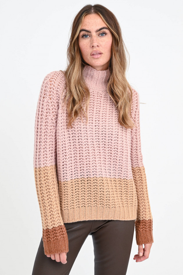 Hemisphere Kaschmir-Seiden-Mix Pullover in Rosa/Camel/Braun