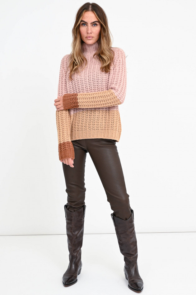 Hemisphere Kaschmir-Seiden-Mix Pullover in Rosa/Camel/Braun