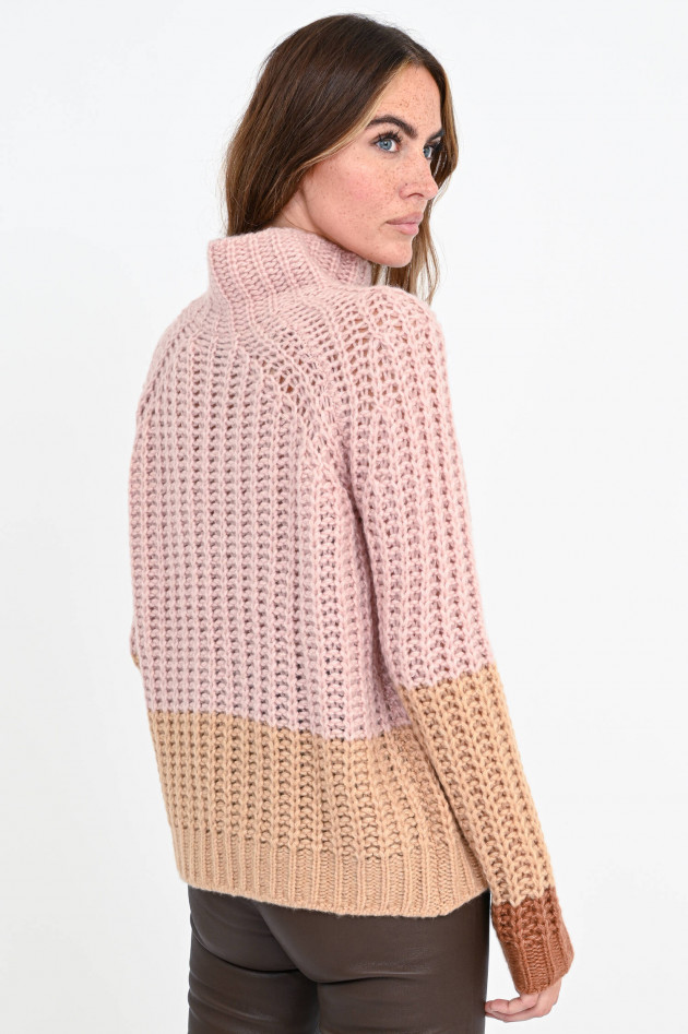 Hemisphere Kaschmir-Seiden-Mix Pullover in Rosa/Camel/Braun